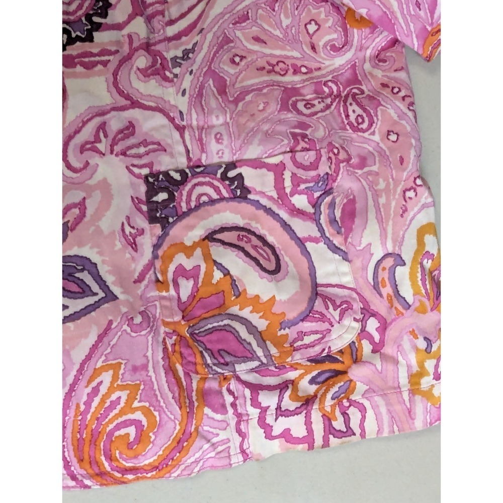 Coldwater Creek Pink Paisley Button Front Jacket Shirt XL Cotton Stretch - Picture 16 of 16